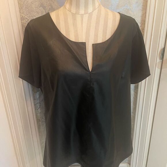 V NECK Leather Looking Top - Picture 9 of 16